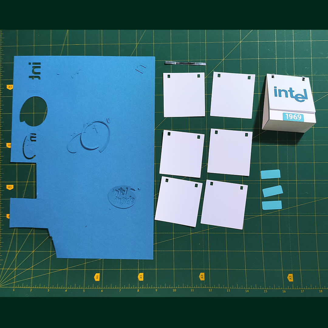 intel logo evolution paper art stop motion animation creating process